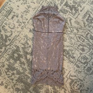 Grey Lace Halter Dress